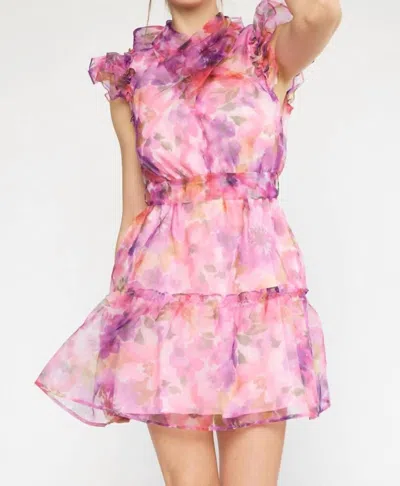 Entro The Sweet Grace Floral Ruffled Mini Dress In Pink