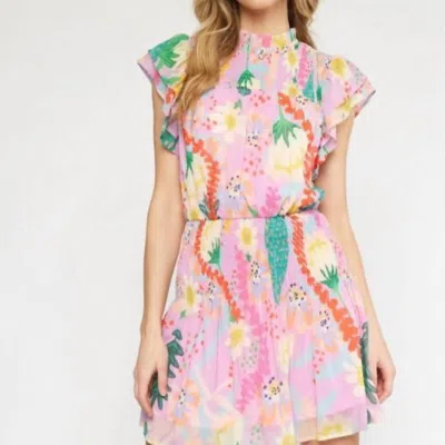 Entro The Tropicana Print Mini Dress In Pink Floral