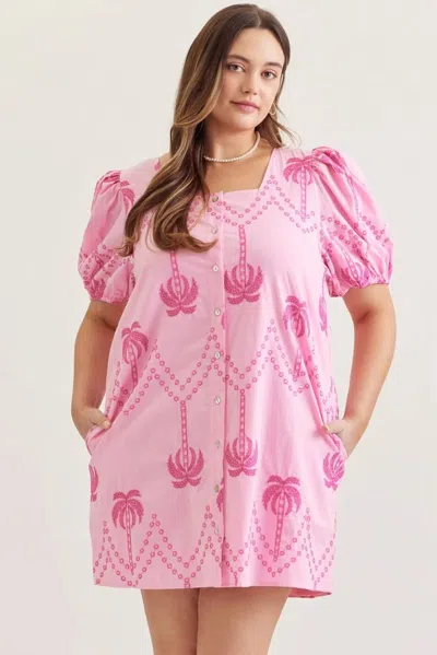 Entro Thea Square Neck Mini Dress In Baby Pink
