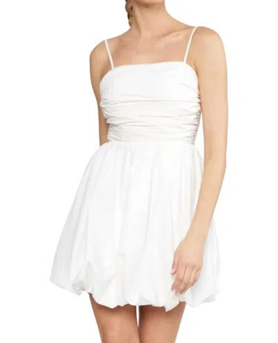 Entro Theresa Spaghetti Strap Ruched Bubble Mini Dress In White