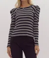 Entro This Is The Life Striped Knit Top In Black In Black