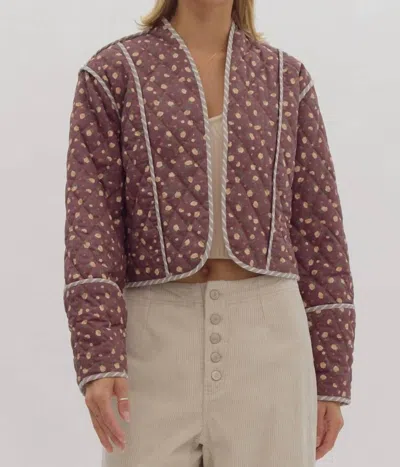 Entro This Means Everything Floral Quilted Jacket In Chocolate In Gold