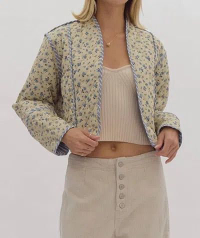 Entro This Means Everything Floral Quilted Jacket In Ecru In White
