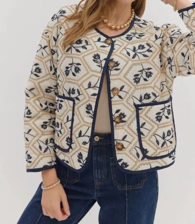 Entro Threaded Grace Jacket In Navy Blue In Multi