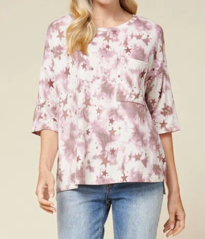 Entro Tie Dye & Stars Top In Mauve