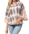 Entro Tie Dye Cowl Neck Top In Multi In White