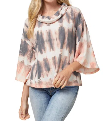 Entro Tie Dye Cowl Neck Top In Multi In White