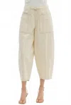 Entro Tie Waist Barrel Pants In Ecru In Neutral
