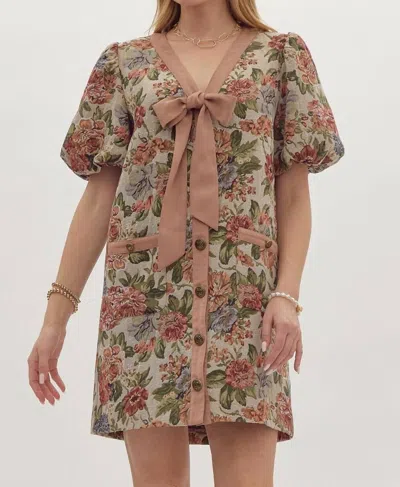 Entro Tied With A Bow Dress In Brown