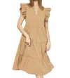 Entro Tiered Midi Dress In Camel In Multi