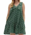 Entro Timeless And True Floral Dress In Hunter Green In Green