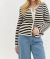 Entro Toby Striped Cardigan In Black In White