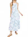 Entro Toile Print Tie Back Midi Dress In Blue/white In Blue