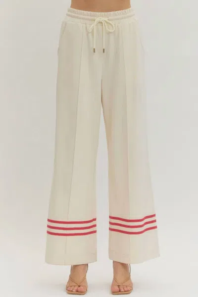 Entro Trim Wide-leg Pants In Ecru In White