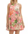 Entro Tropical Halter Mini Dress In Pink Green In Multi