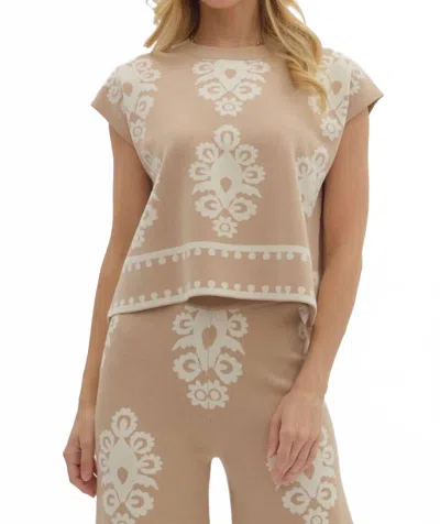 Entro Tulum Sweater Knit Top In Brown