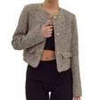 Entro Tweed Cropped Blazer In Black In Black