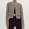 Entro Tweed Cropped Jacket In Black In Black