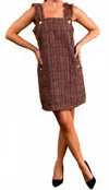 Entro Tweed Overall Dress In Brown In Brown