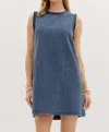 Entro Twill & Trim Dress In Blue In Blue