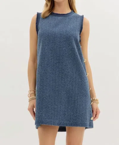 Entro Twill & Trim Dress In Blue