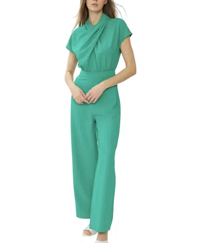 Entro Twist Front Pantsuit In Green