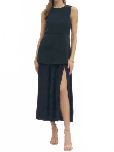 Entro Uptown Prep Tiered Midi Dress In Navy In Blue