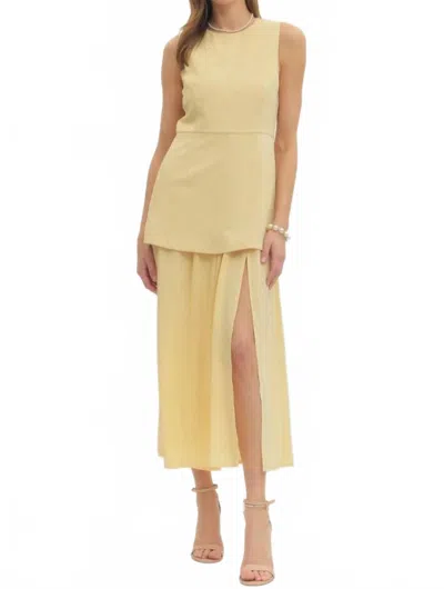 Entro Uptown Prep Tiered Midi Dress In Yellow