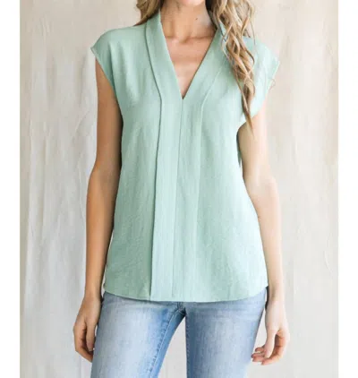 Entro V-neck Sleeveless Top In Aloe In Gold
