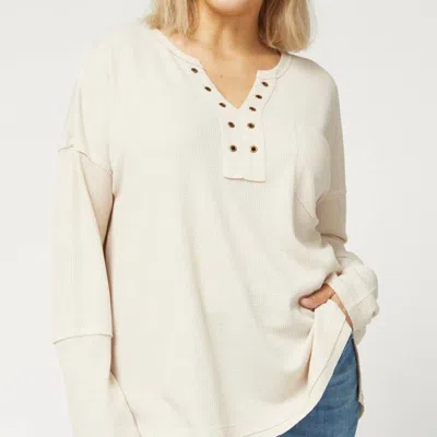 Entro V-neck With Grommets Top In Neutral