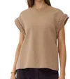 Entro Vada Braided Detail Cap Sleeve Top In Taupe In Grey