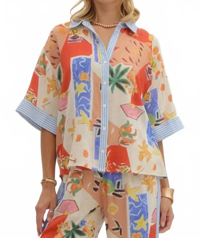 Entro Valentina Button Front Top Top In Beige In Nude