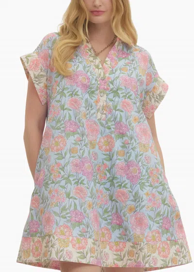 Entro Valeria Mini Dress In Light Blue In Multi