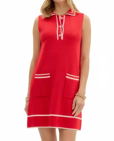 Entro Varsity Chic Knit Dress In Red