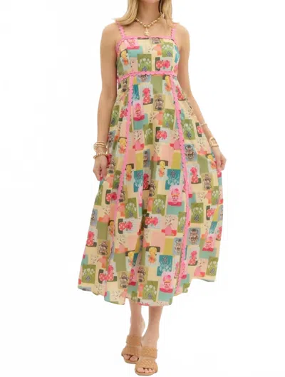 Entro Vase Midi Dress In Abstract Floral Vase In Multi