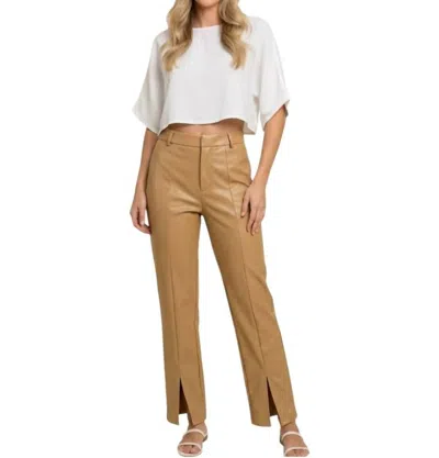 Entro Vegan Leather Pants In Beige In Gold