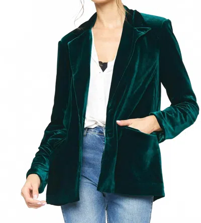 Entro Velvet Blazer In Hunter Green