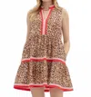 Entro Vera Animal Print Trim Sleeveless Mini Dress In Multi