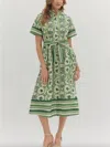 Entro Verdant Bloom Midi Dress In Green In Green