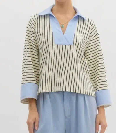 Entro Versatile V-neck Top In Cream/black