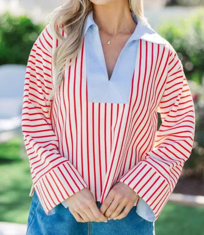 Entro Versatile V-neck Top In Red