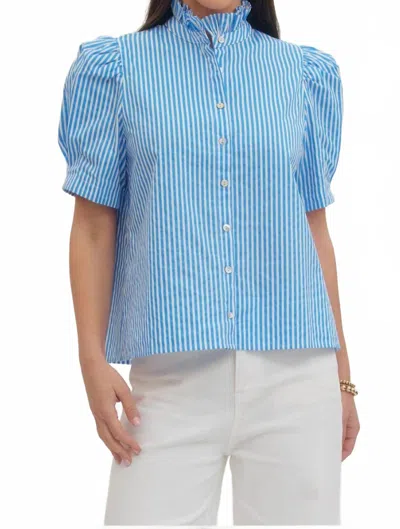 Entro Vertical Striped Blouse In Bluebell