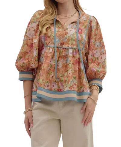 Entro Vintage Meadow Blouse In Terracotta In Multi