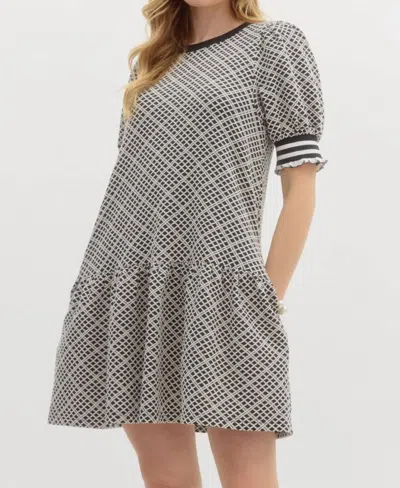 Entro Vivian Diamond Knit Mini Dress In Black