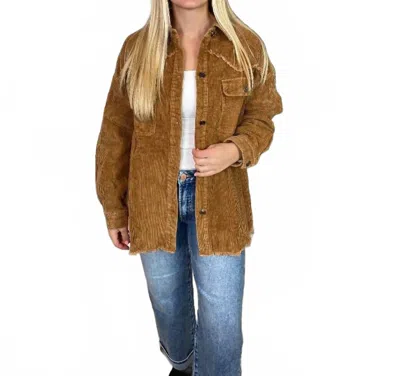 Entro Washed Corduroy Shacket In Camel In Brown