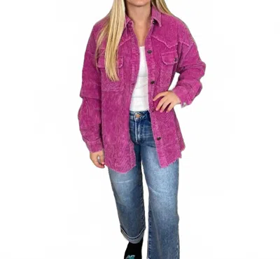 Entro Washed Corduroy Shacket In Orchid In Purple