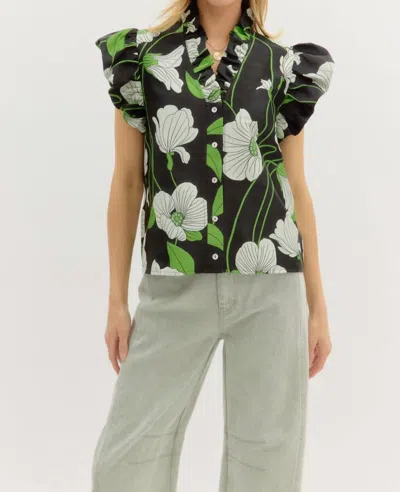 Entro Water Lily Top In Black/green