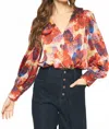 Entro Watercolor Floral Bodysuit In Red In Multi