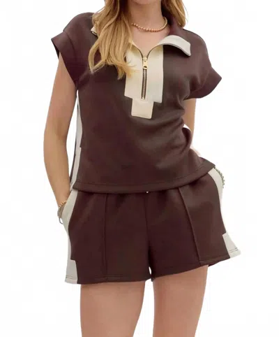 Entro Weekend Shorts In Brown And Cream