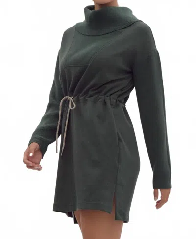 Entro What You Don't See Cowl Neck Sweater Dress In Forest In Green